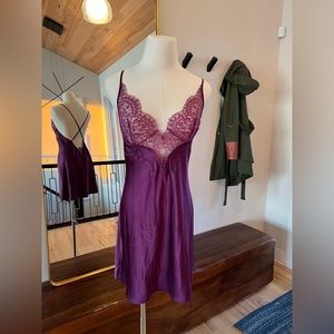 Victoria’s Secret Purple Satin and Lace Chemise MEDIUM